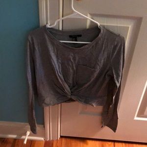 Gray long sleeved crop top